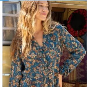 NATURAL LIFE Blue and Brown Paisley Dress
